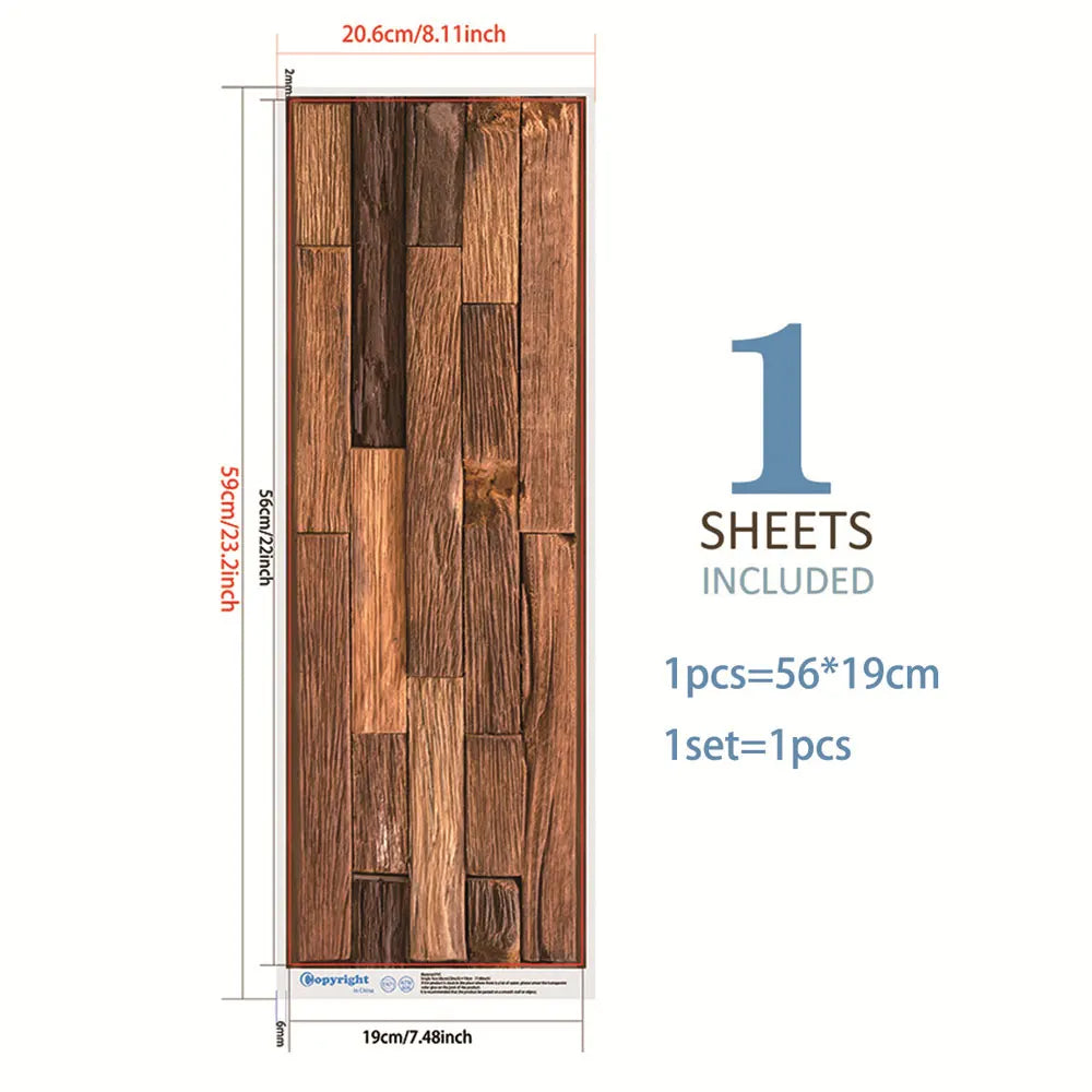 panneau decoratif mural moderne texture bois brun clair adhésif carreau decoration mur marron rustique