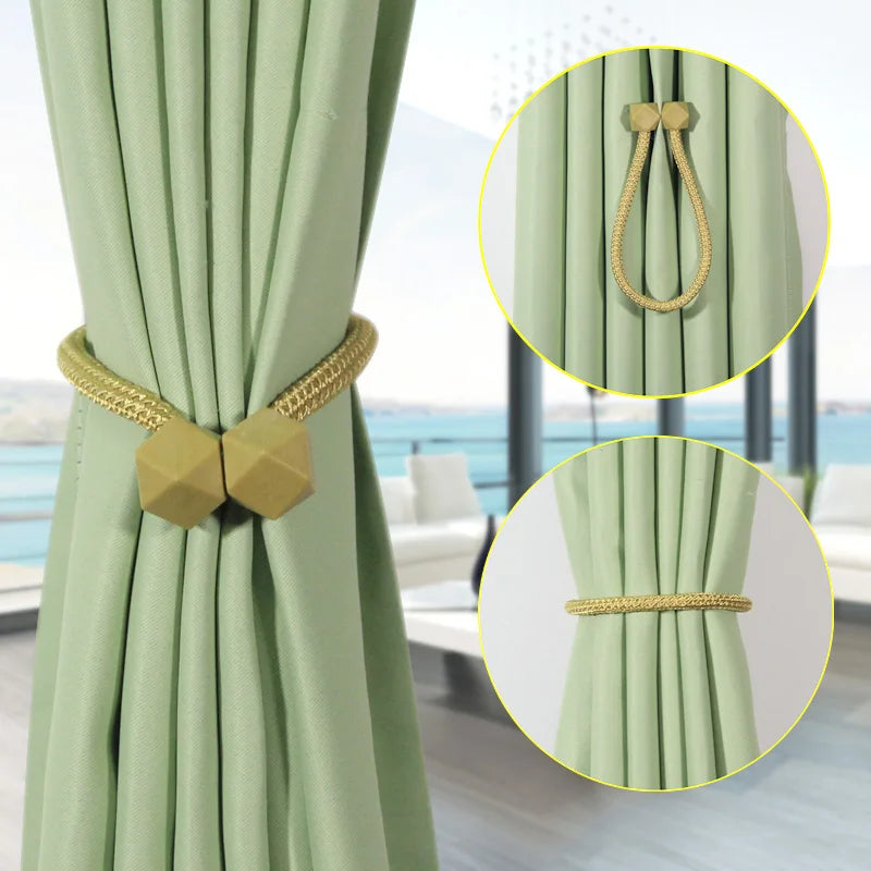 boucle rideau moderne vert clair doré polyester fixe décoration maison élégante accessoire rideau