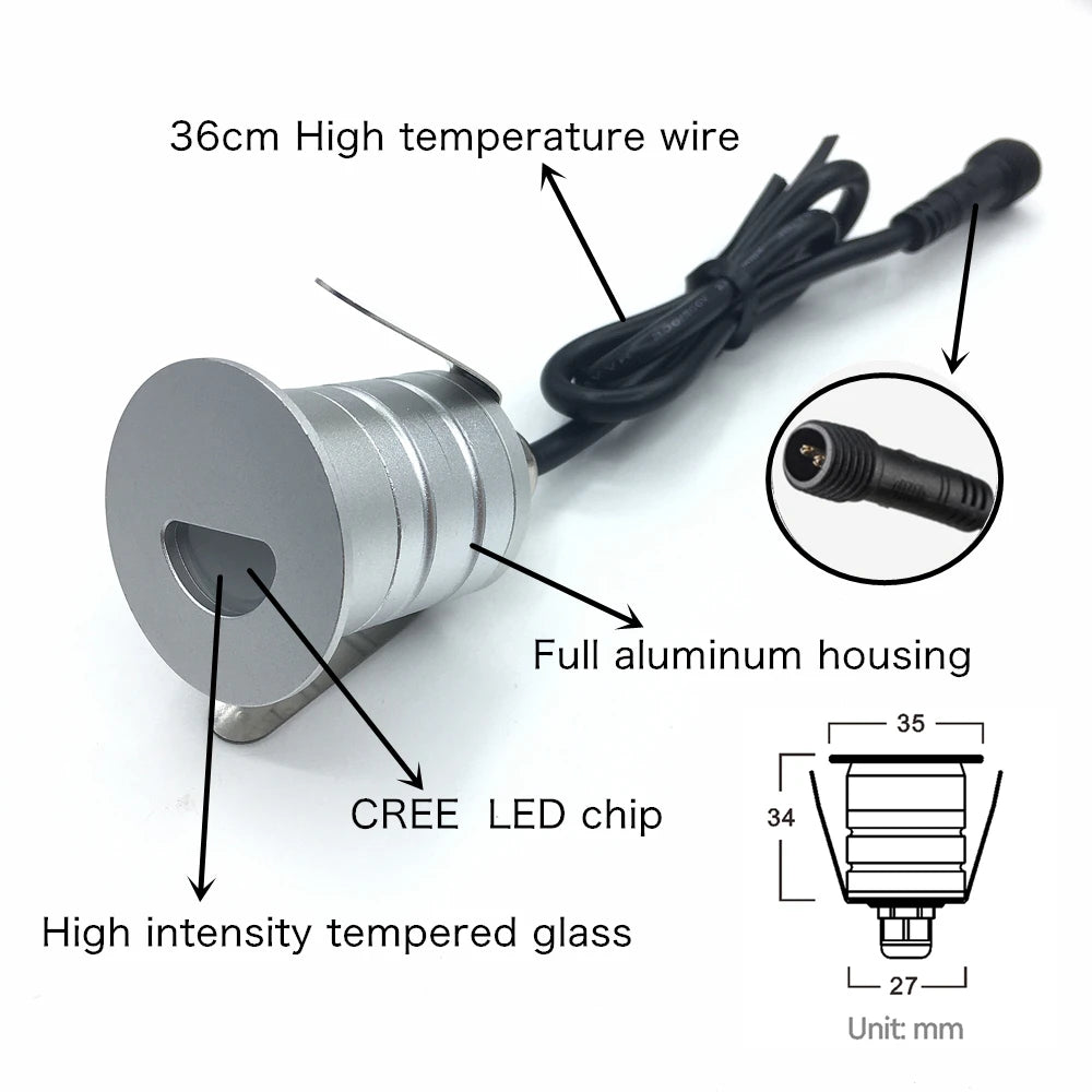 lumière led spot argenté ip67 extérieure moderne 12v 24v 6000k 3000k 4000k