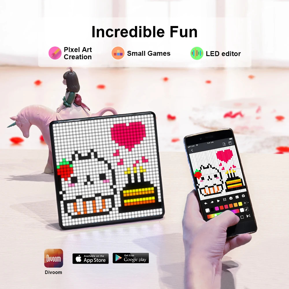 Panneau LED Pixoo Max avec horloge et calendrier