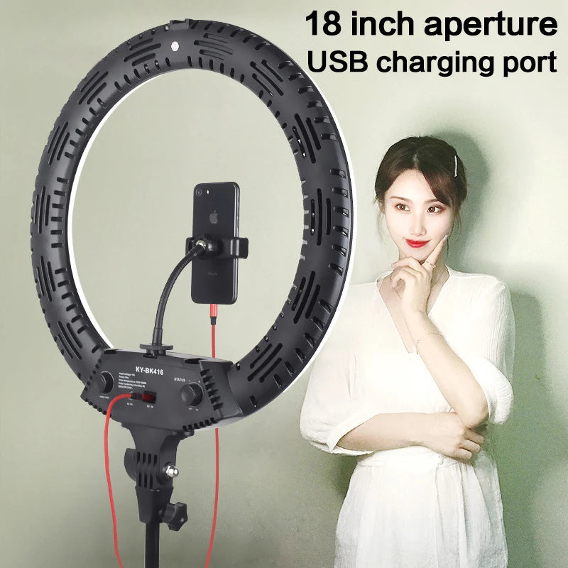 anneau lumineux noir 45cm 416leds 65w clips smartphones modernes