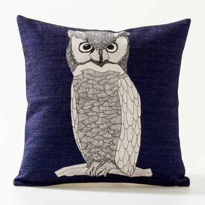 housse carrée coussin animal imprimé moderne zèbre oiseau chien vache multicolore