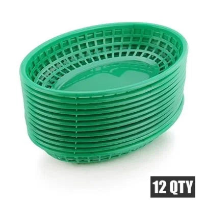 paniers ovales plastique noir vert rouge jaune moderne grille alimentaire service restauration rapide
