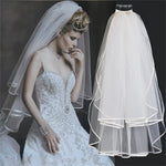 voile mariée deux couches blanche classique élégante tulle épaules clips transparent légèrement opaque finement