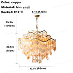 chandelier cuivre coquillages cristaux suspension moderne bohème lumières lumières lumières