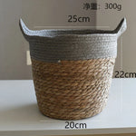 panier tissé main fibre naturelle vert clair beige rustique réutilisable respectueux environnement pliable rangement