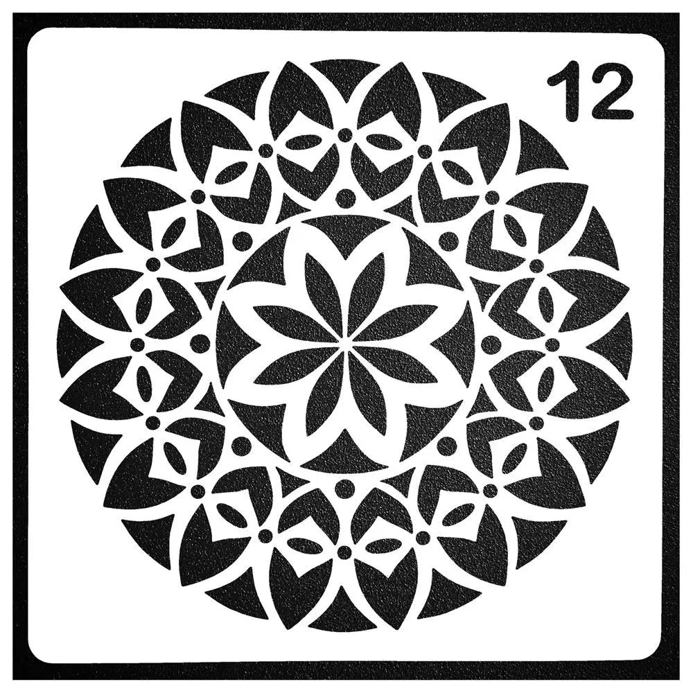 Pochoirs décoration étoile motif radial gris rose moderne 13cm opaques stencils plastique