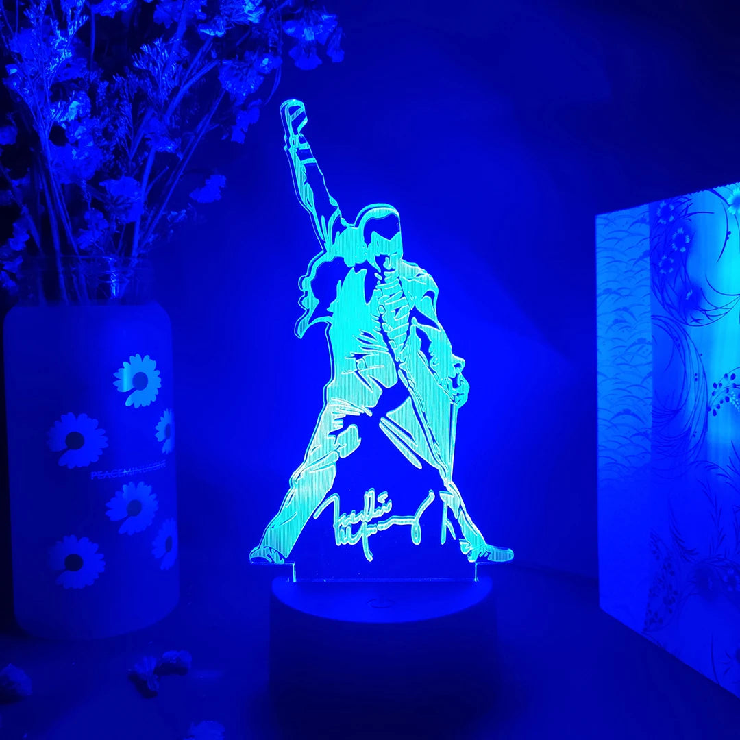 lampe led freddie mercury silhouette couleur violet bleu vert jaune rouge blanche transparente moderne