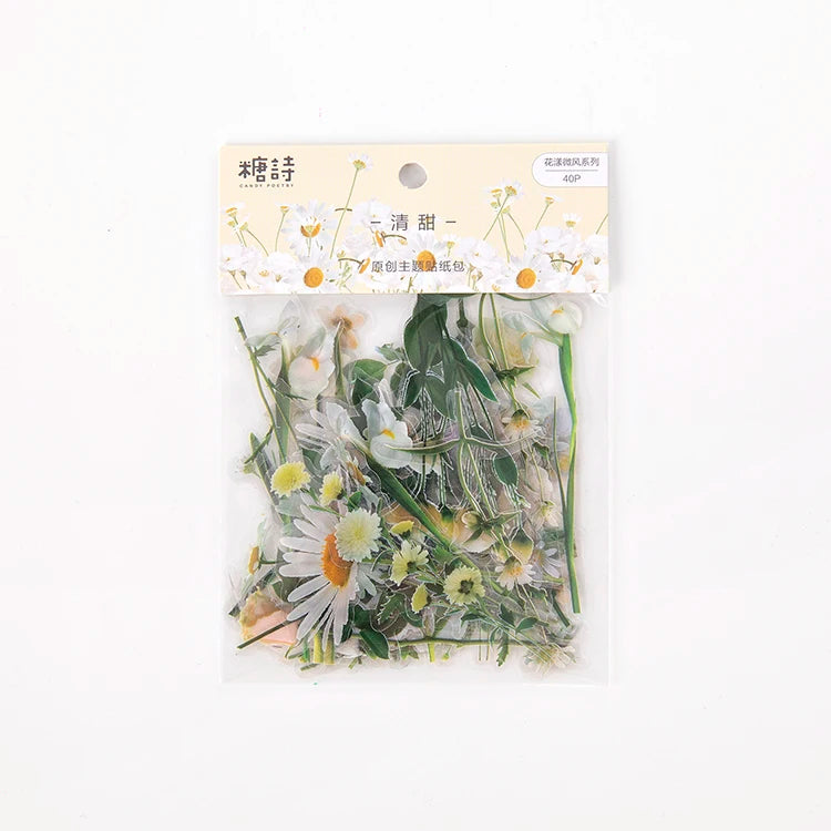 autocollants fleurs séchées diverses couleurs naturelles artisanal scrapbooking matériel décoration 40 pièces