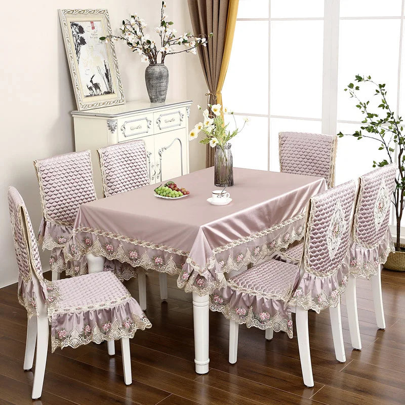 nappe rectangulaire brodée housses chaise élégantes imperméables polyester coton rose pâle bleu clair beigeclair
