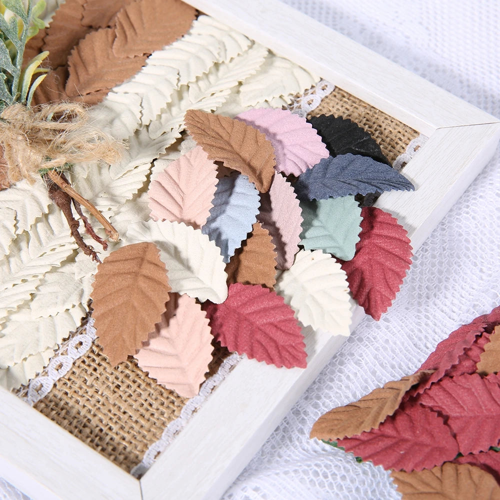 feuilles décoratives relief rose vert bleu beige noir automne mariage décoration intérieure vintage DIY