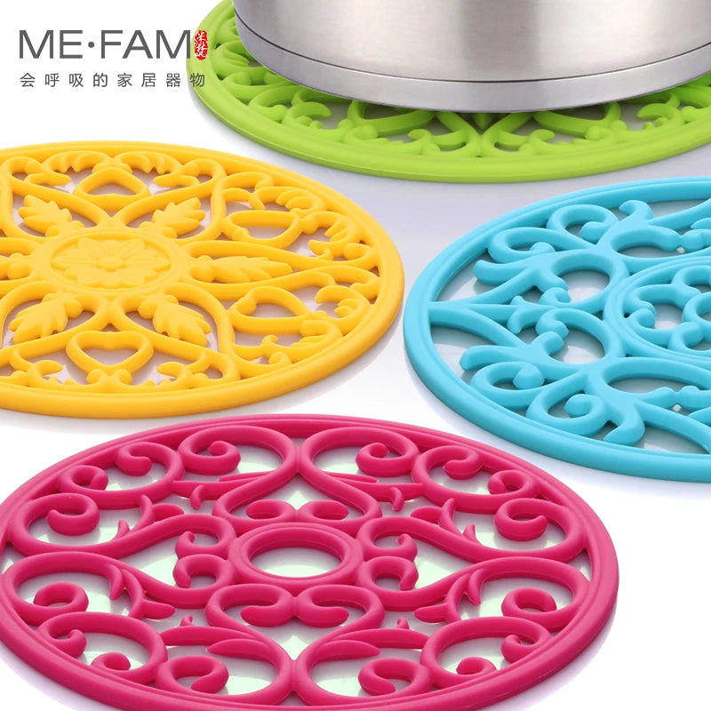 tapis table silicone moderne bleu vert rose motif floral clips