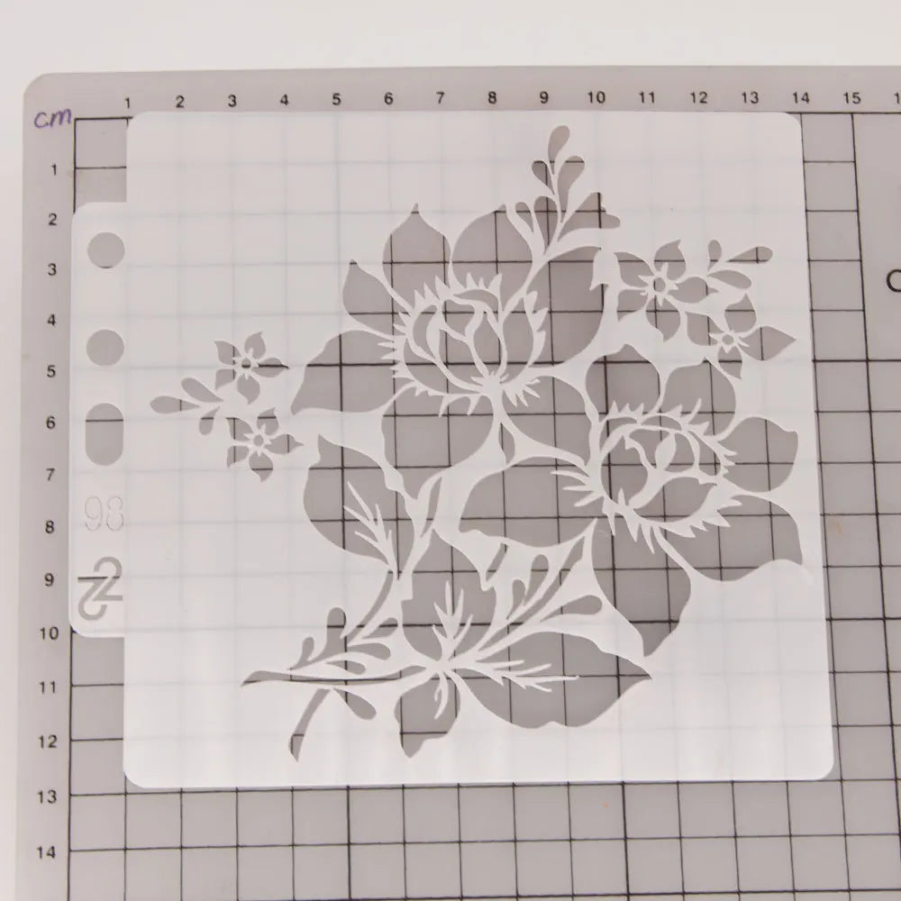 gabarit peinture fleurs moderne blanc bleu noir feuilles floral opaque minimaliste bricolage scrapbookcoration
