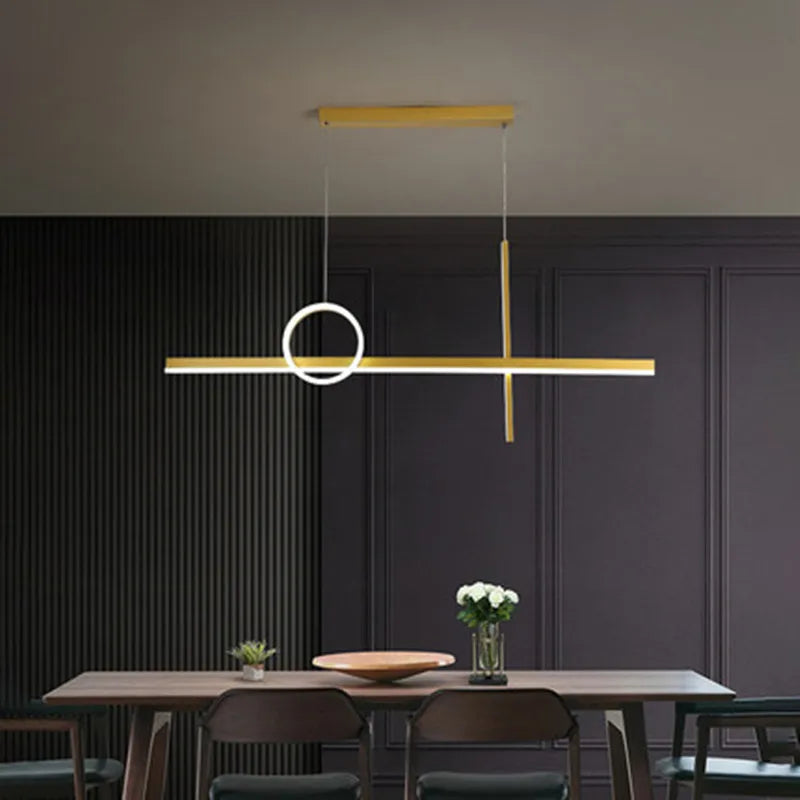 suspension lumineuse moderne or noir lignes géométriques led minimaliste