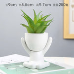 cache pot céramique blanc noir personnage assis contemporain plante succulente minimaliste ornement décoration artisanale