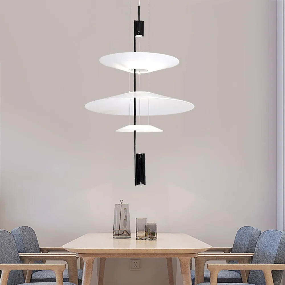 suspension lumineuse moderne blanc fer chromé led salon chambre coucher