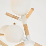 lampe suspendue moderne blanc bois sphères opaques scandinave chaines métallique