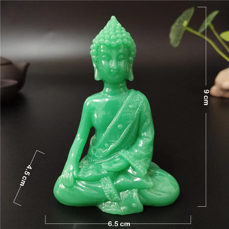 statue bouddha vert clair relief sculpté artisanal traditionnel décoration intérieure glow