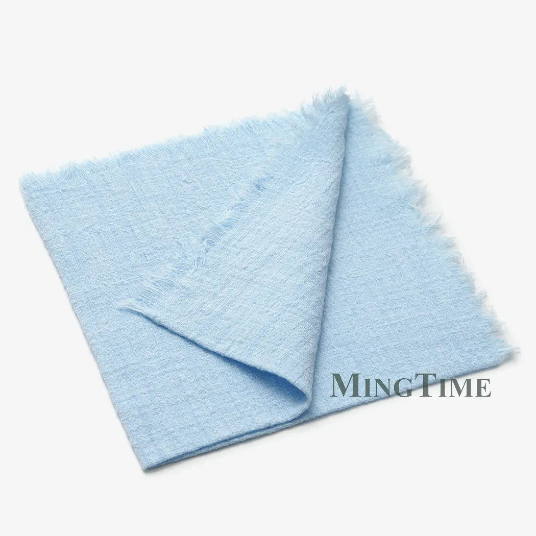 serviette table moderne gris rose pâle franges bord texture rugueuse opacité rustique