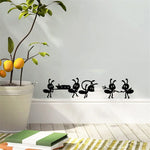 autocollant mural dessin animé fourmis noires silhouettes insectes objets chambre enfants decoration maison