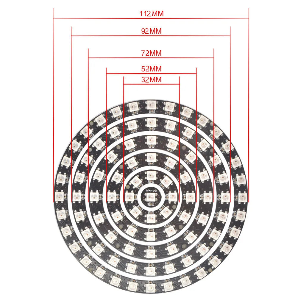 plaque led noir blanc points led moderne technologique concentrique 172mm 172mm