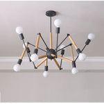 suspension lumineuse moderne araignée industrielle bois métal noir blanc ampoules E27 led scandinave