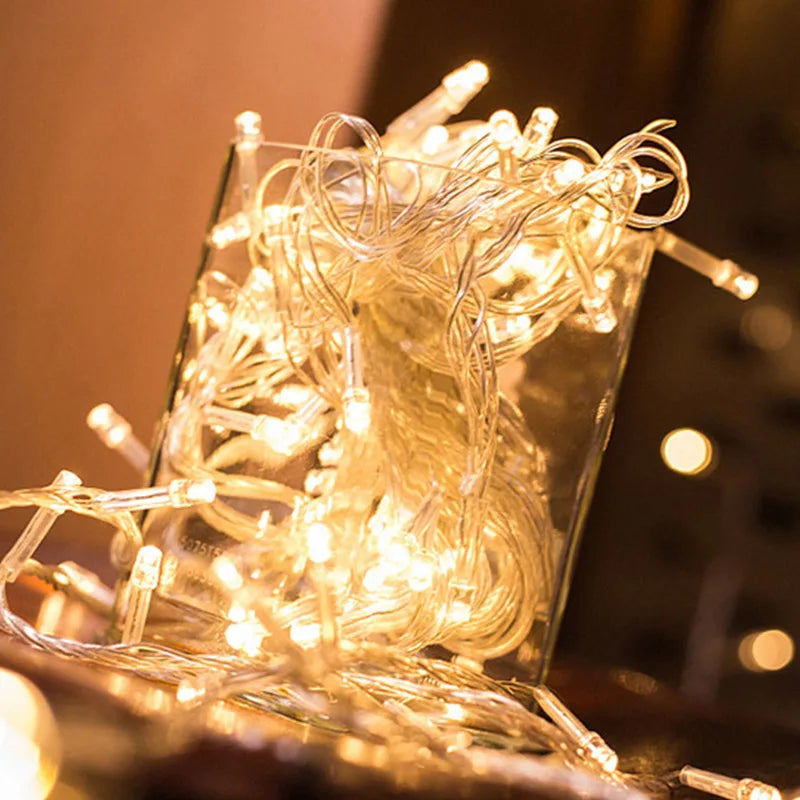 guirlande lumineuse led blanc doré décoration noël mariage fête intérieur aménagement maison moderne