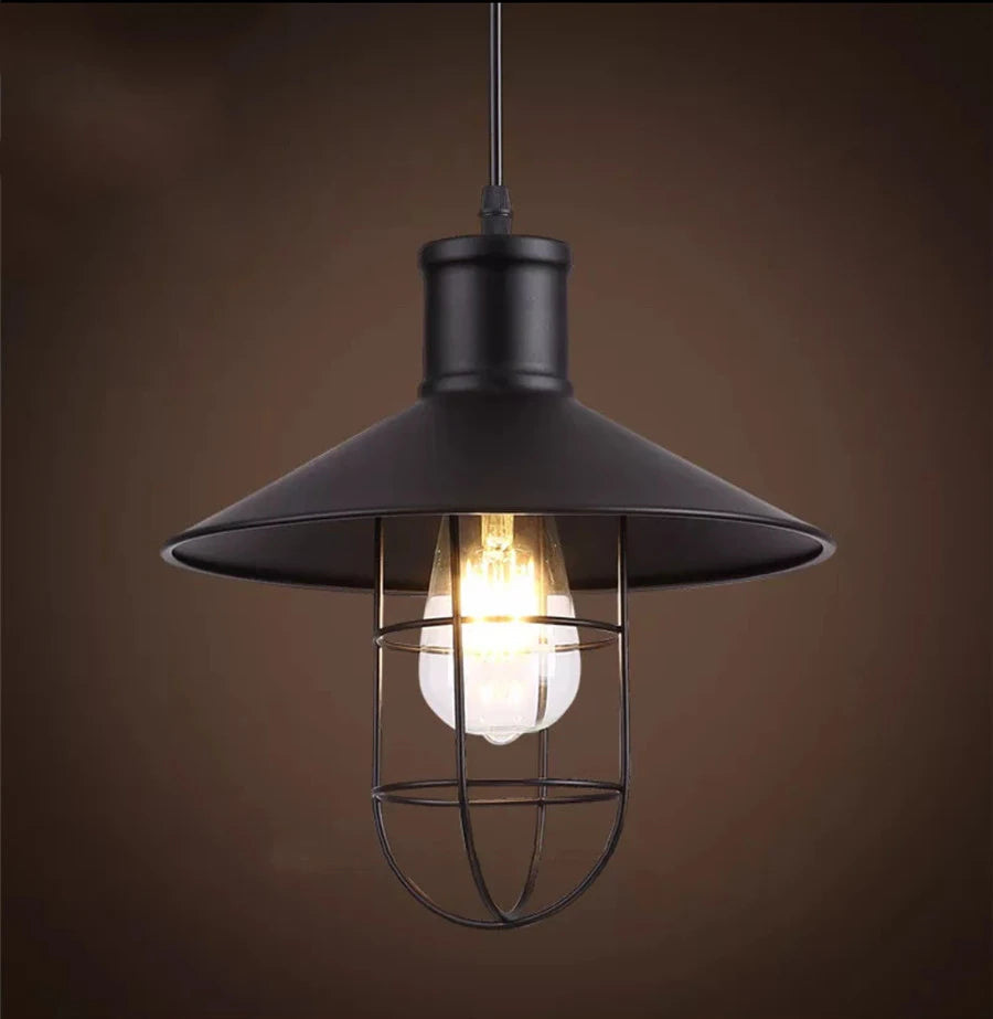 suspension lumineuse industrielle vintage fer noir ampoule led chaîne métallique salon chambrehôtel