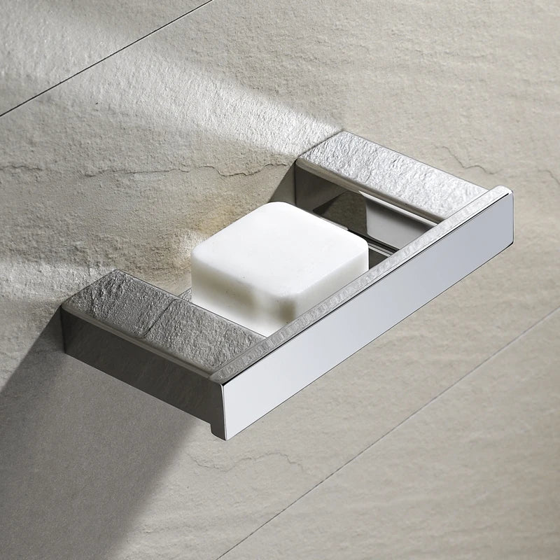 ensemble accessoires salle bain chrome moderne étagère murale porte serviettes porte savon porte rouleau