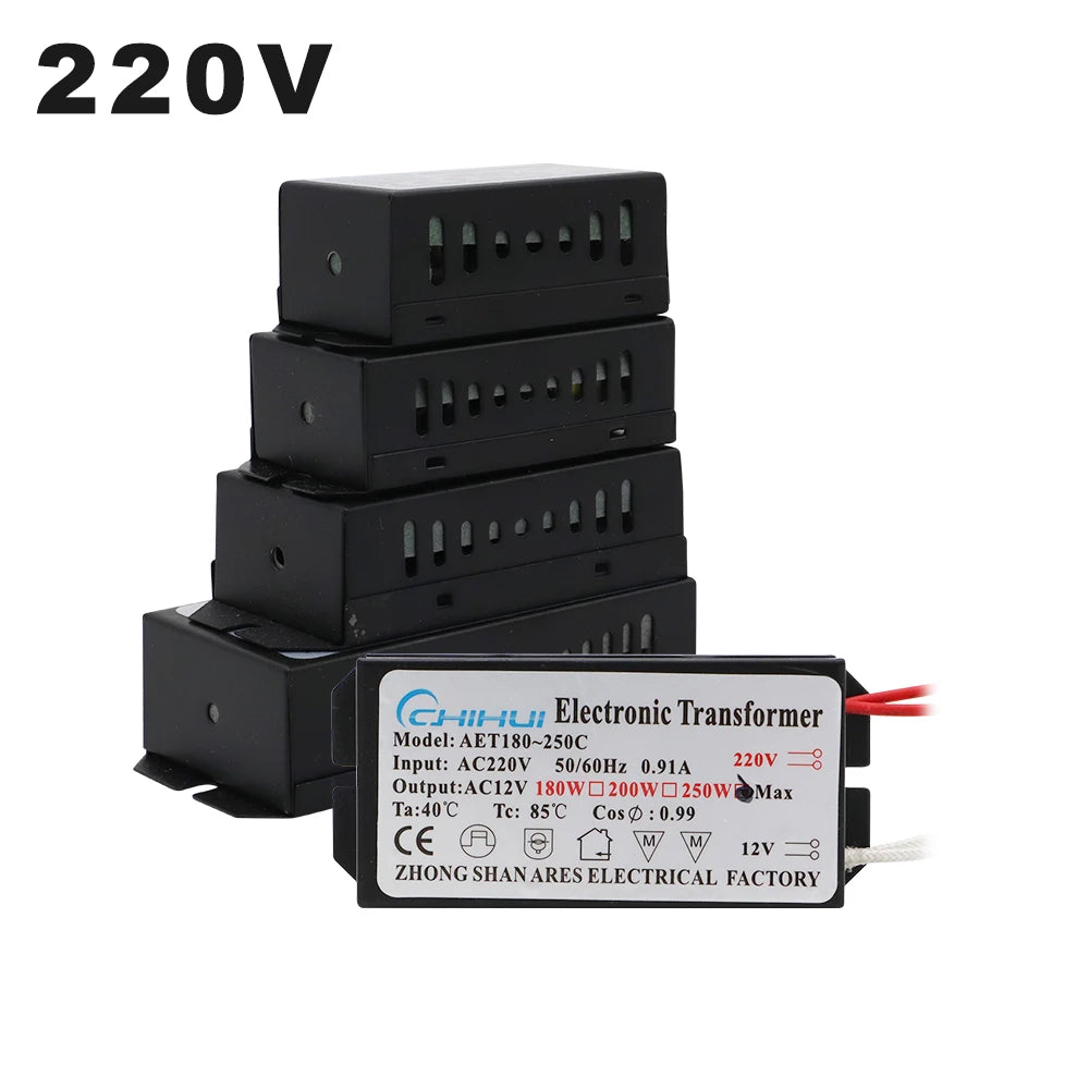 transformateur électrique industriel noir 12v 60w 80w 105w 120w 160w 180w 200w 250w