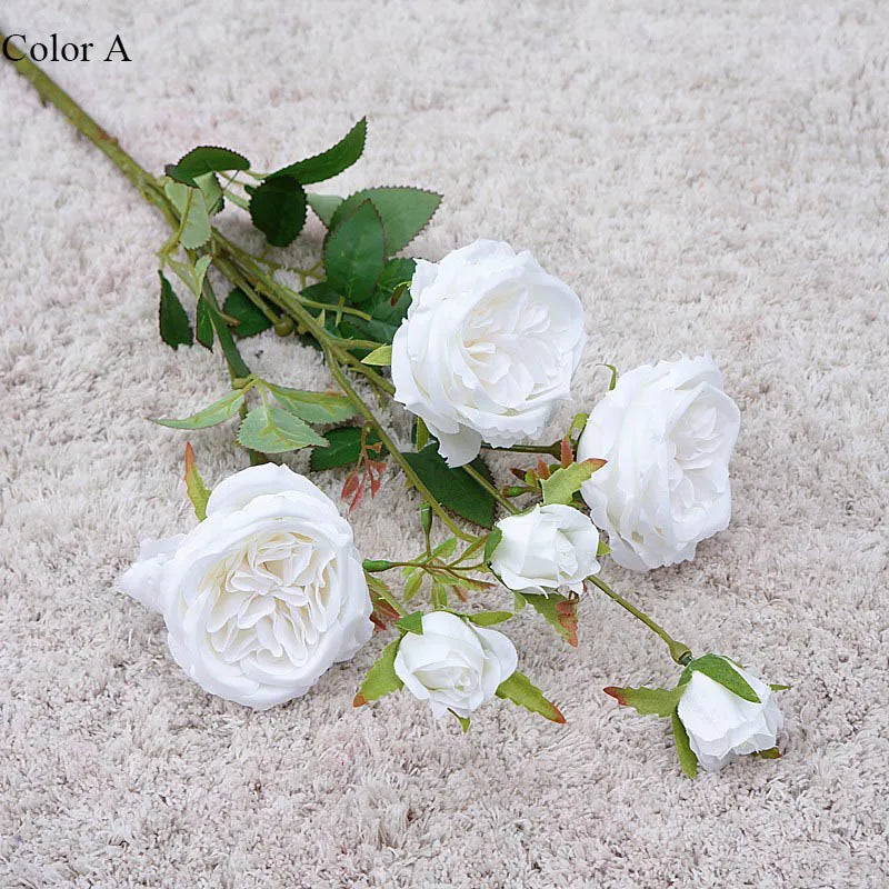 bouquet roses artificielles soie blanc rose clair decoration maison mariage anniversaire intérieur