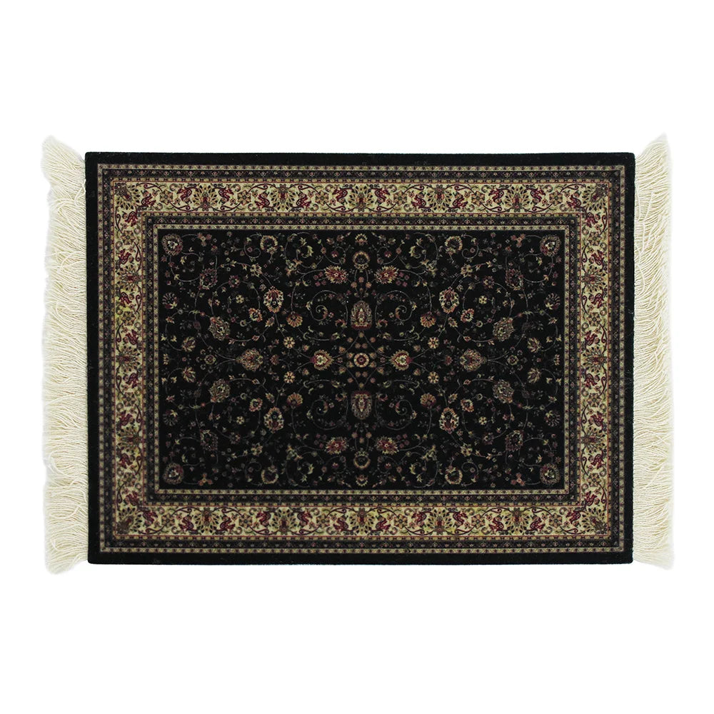 tapis sol persan motif floral classique franges décoration intérieur maison