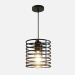 lumière suspendue industrielle spirale métallique noire ampoule jaune e27 vintage loft