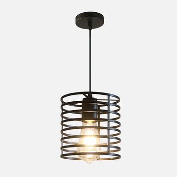 lumière suspendue industrielle spirale métallique noire ampoule jaune e27 vintage loft
