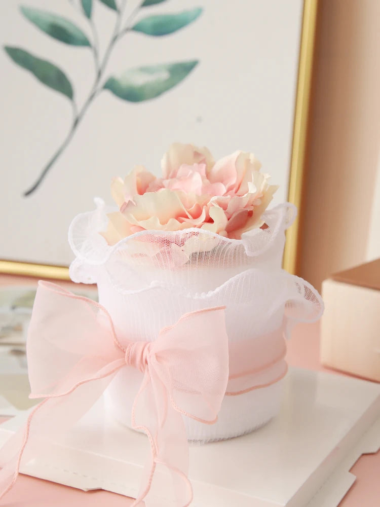 décoration mariage bouquet artificiel fleur tulle rose clair blanc romantique