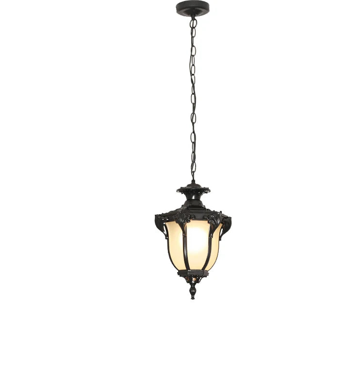 lampe suspendue classique dorée ornements sculptés verre translucide chambre salon vintage