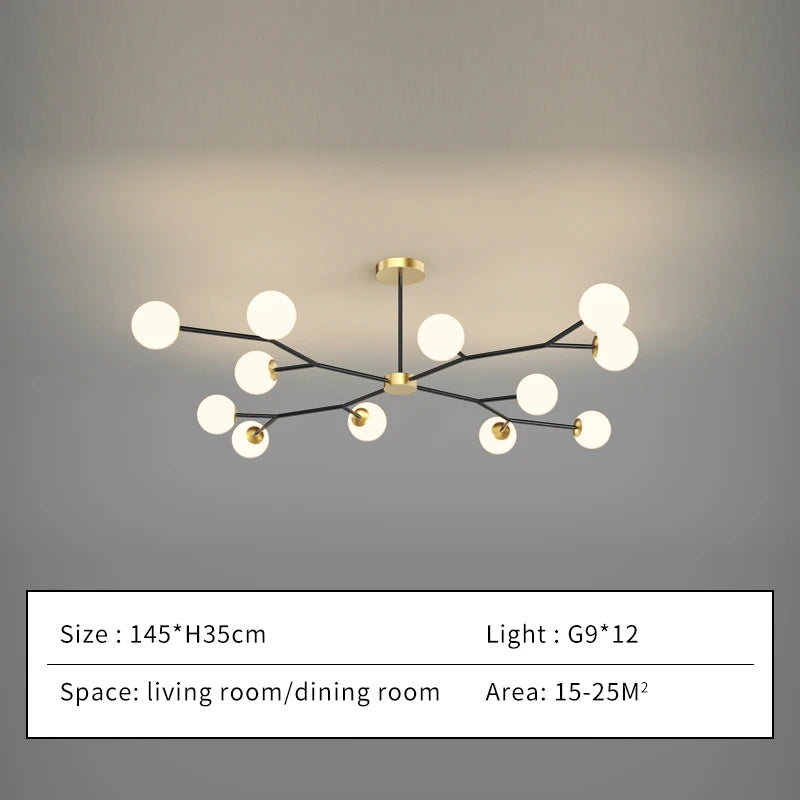 chandelier moderne suspension led 12 lumières blanc doré chambre salon