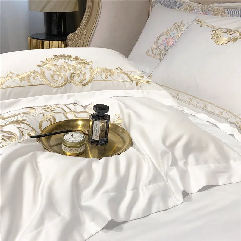 Housse de couette et taies d'oreiller en coton égyptien 600 fils