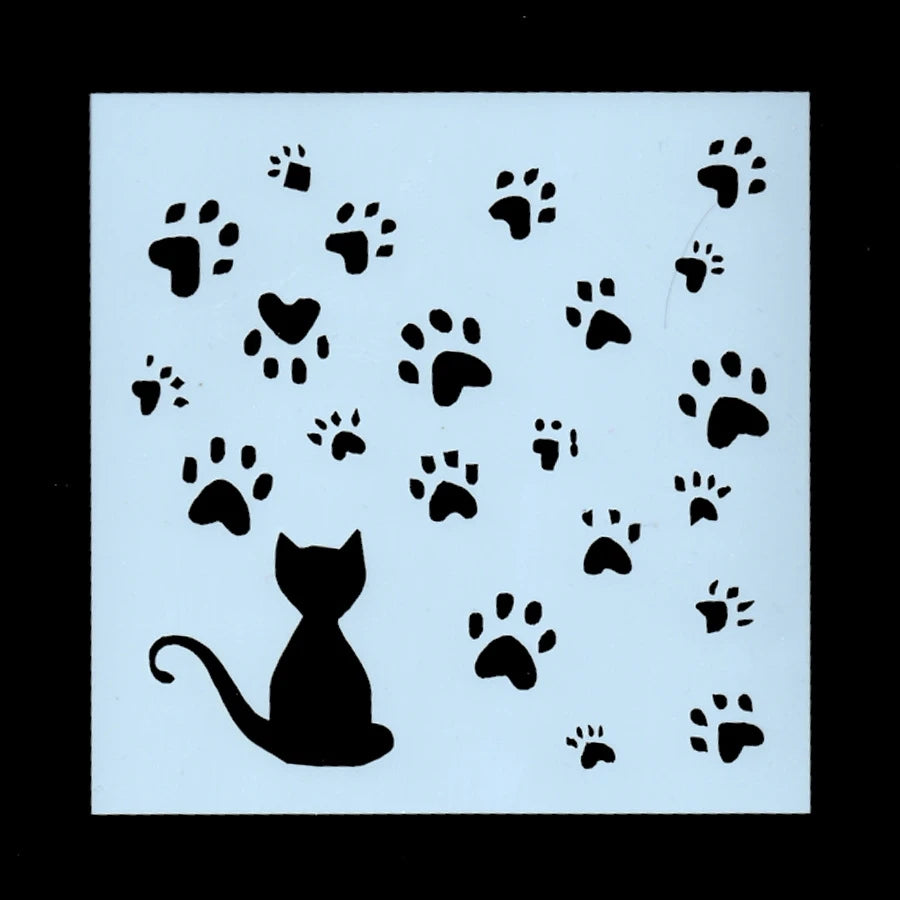 pochoirs peinture murale gabarit animal motif chat chien décoration blancOpaque