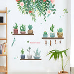 autocollants muraux décoratifs plantes étagères bohémiennes aquarelle moderne enfants chambre