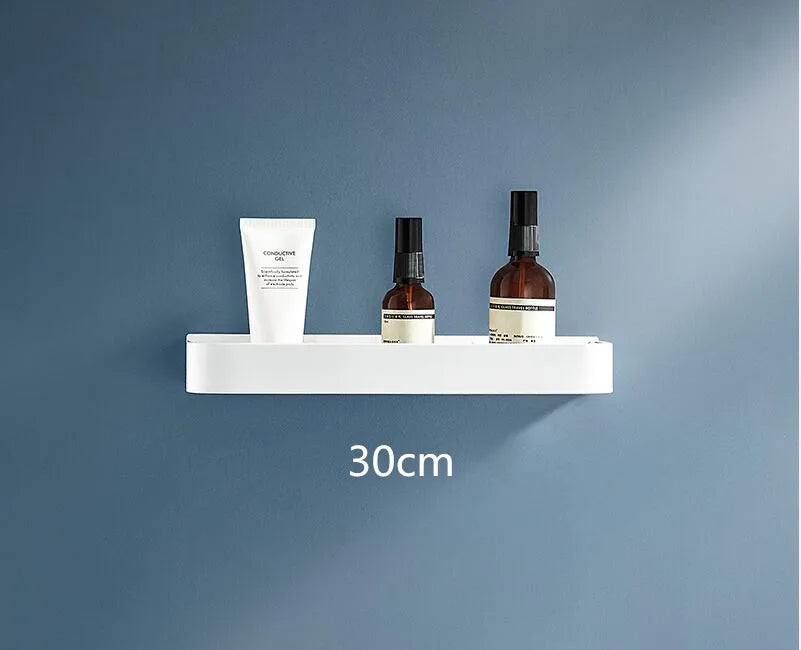 étagère murale aluminium blanc moderne minimaliste 30cm 40cm 50cm crochets fixée boulons plat lisse