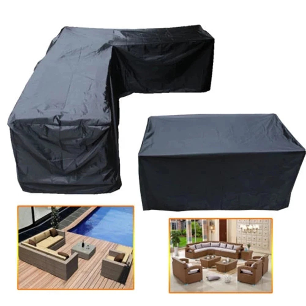 housse canapé extérieur polyester noir moderne élastiques 286x222x82cm