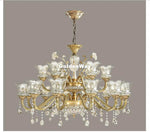 lustre cristal doré fleur transparent classique 18 bras suspension chambre salon