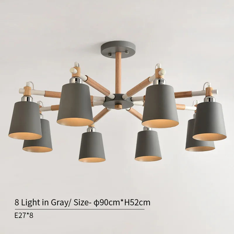 lampe suspendue moderne vert gris conique bois led encastrée