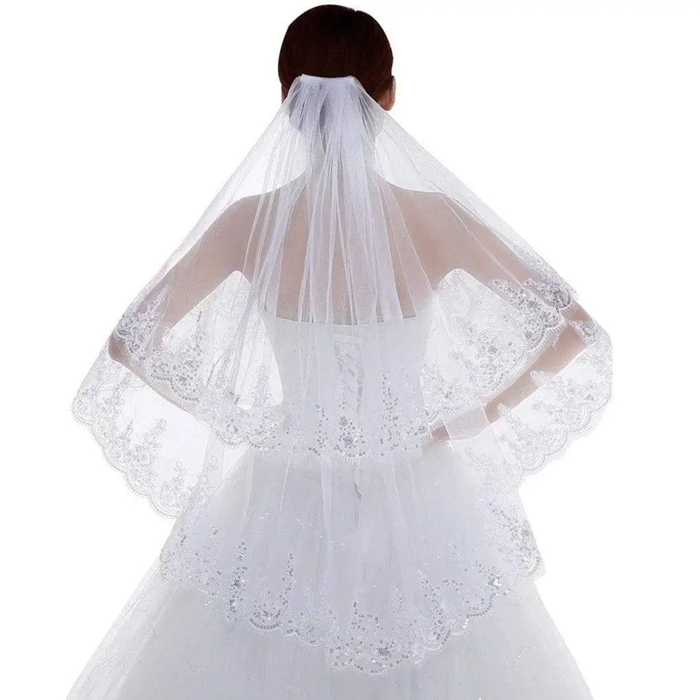 voile mariée blanc broderie fine deux couches dentelle élégante classique erotique erotique erotique erotique
