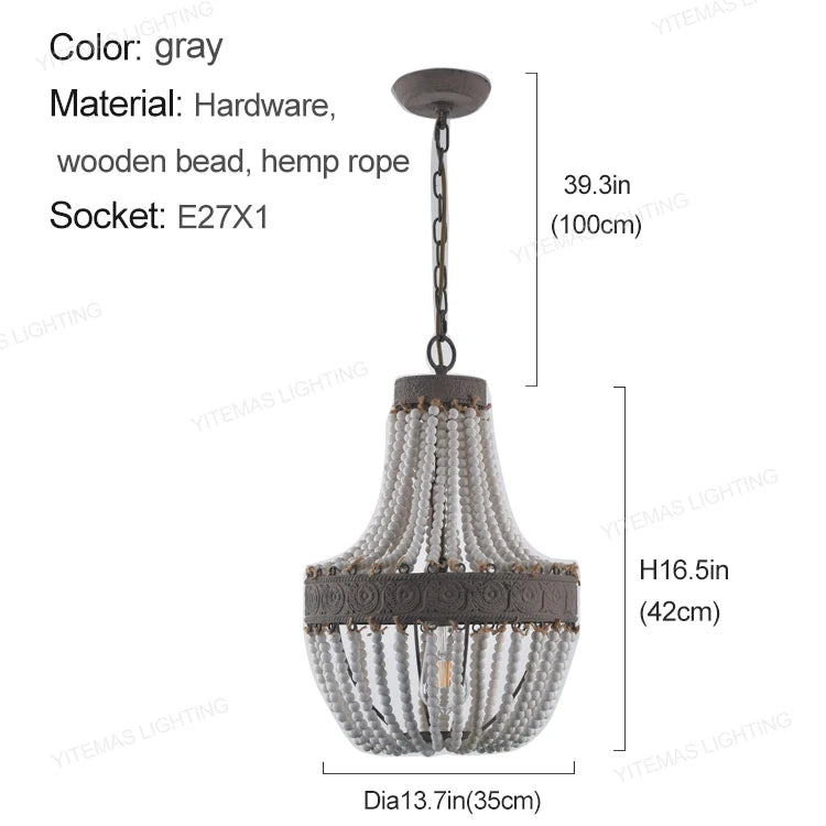 suspension lumineuse bois corde chanvre blanc gris rustique bohème 3luxe