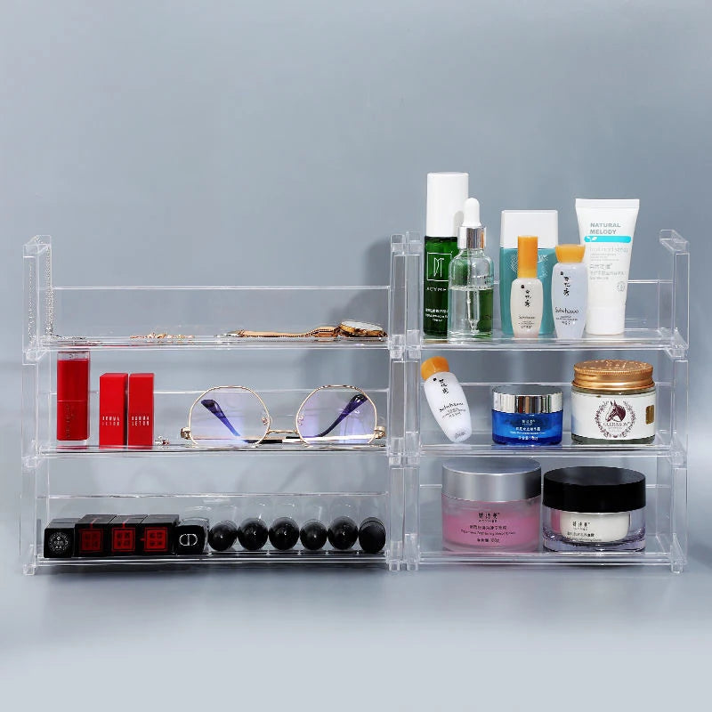 étagère acrylique transparente moderne rangement cosmétiques bocaux assaisonnement figurines pop