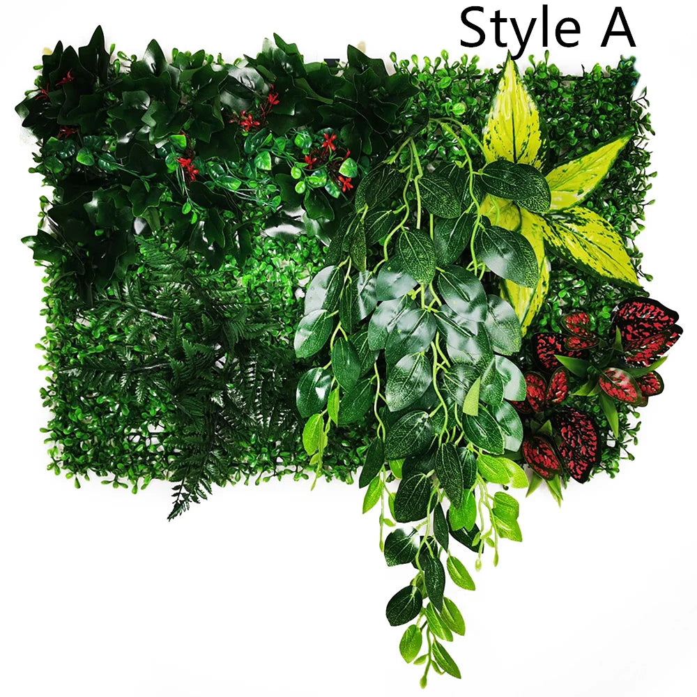 panneau végétal artificiel feuilles naturelles extérieur herbes variées stylisé accrochableextérieur vertbrunfoncé