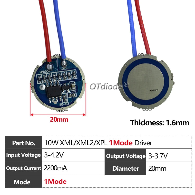 circuit intégré led 3w 5w 10w vert bleu noir 17mm 20mm 22mm 1mode 5modes