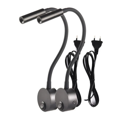appliques murales led blanc noir argent moderne cable prise interrupteur on off support mural